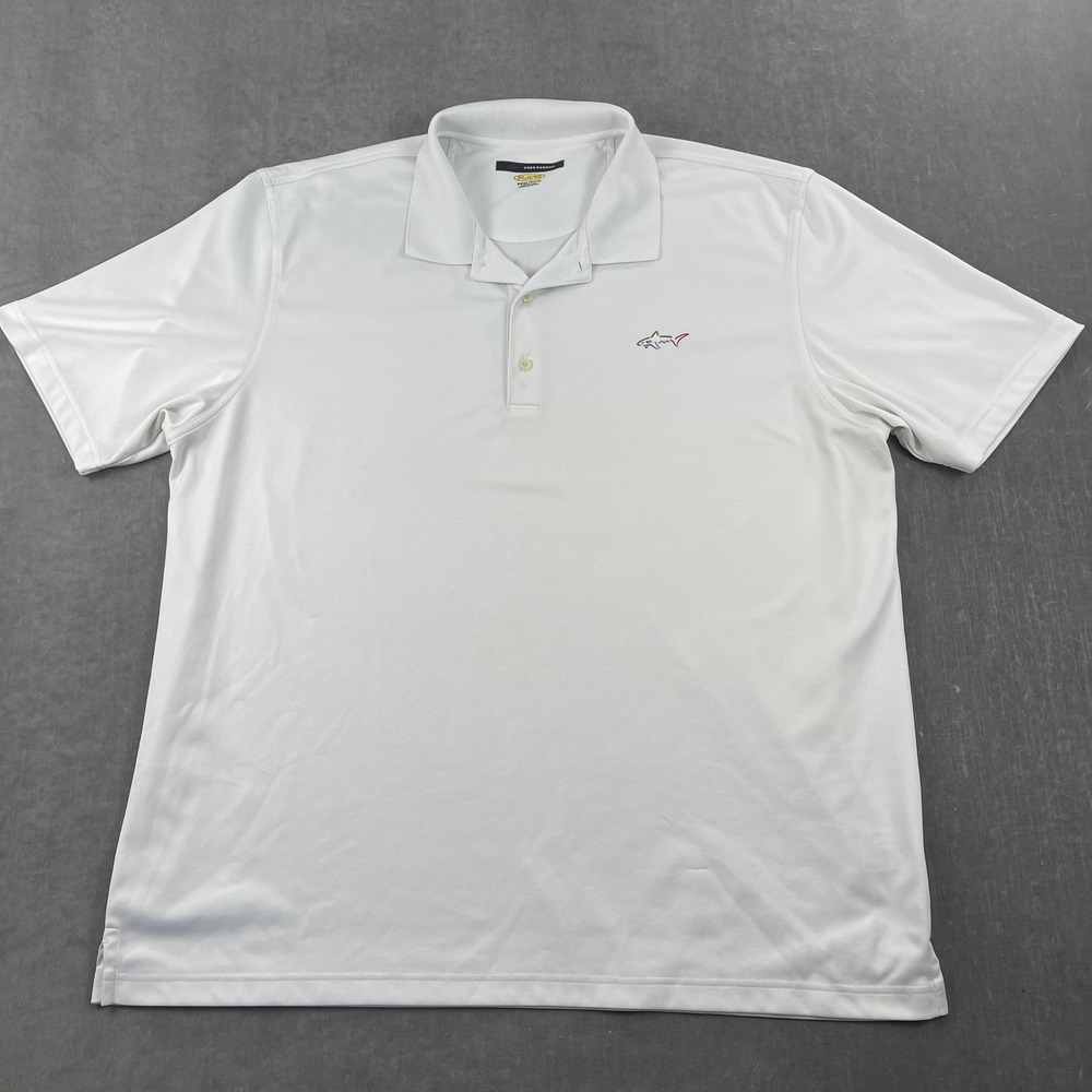Greg Norman Men XXX-Large White Polo Shirt Play Dry Shark Logo Golf Top